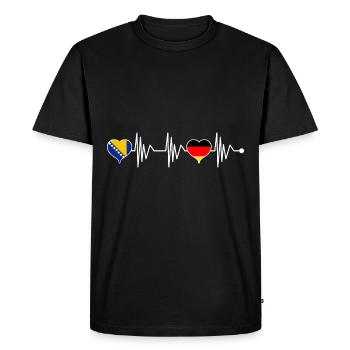 Bosnie Allemagne Drapeau Coeur Blason Battement de coeur - T-shirt Premium bio Homme - noir - Devant - Nico (187cm)
