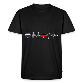 Thailand Germany Flag Heart Heartbeat - Men's Premium Organic T-Shirt - black - Front - Nico (187cm)