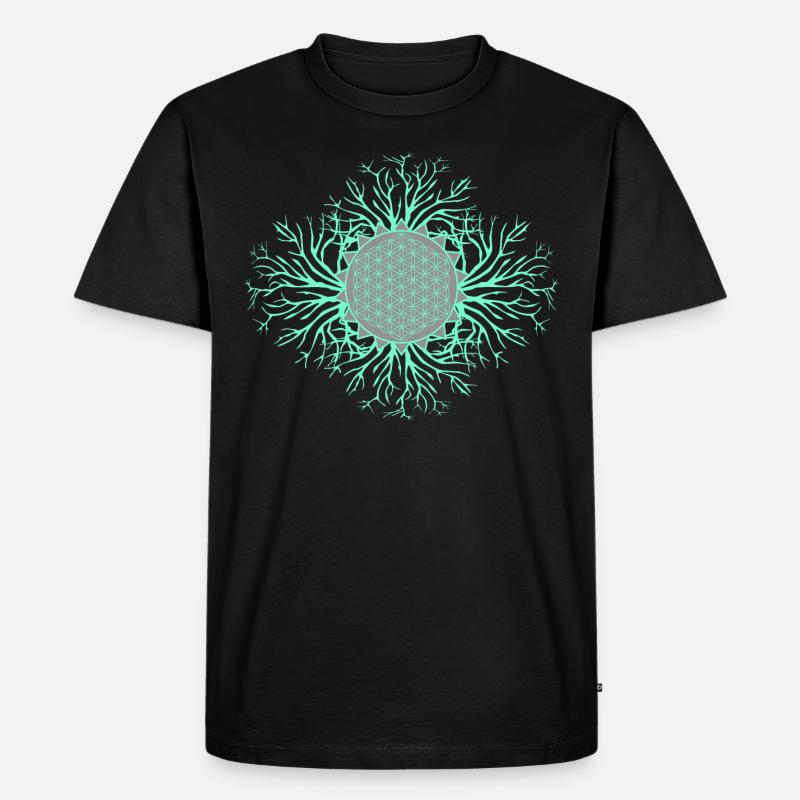 Blume des Lebens - Männer Premium Bio T-Shirt - Schwarz