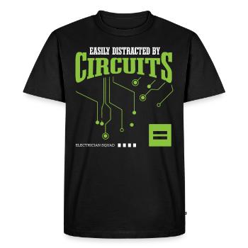 Distracted by Circuits Electrician Electric Hobby - Men's Premium Organic T-Shirt - black - Front - Nico (187cm)