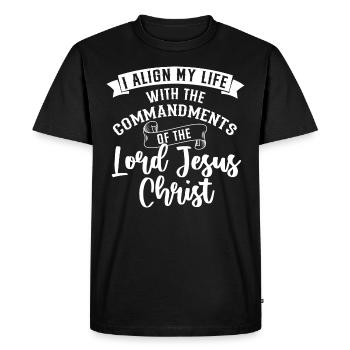 Follow Jesus Bible Study Christian God - Men's Premium Organic T-Shirt - black - Front - Nico (187cm)