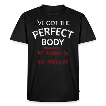 J’ai 39 ans le corps parfait À LA MAISON DANS MON CONGÉLATEUR - T-shirt Premium bio Homme - noir - Devant - Nico (187cm)