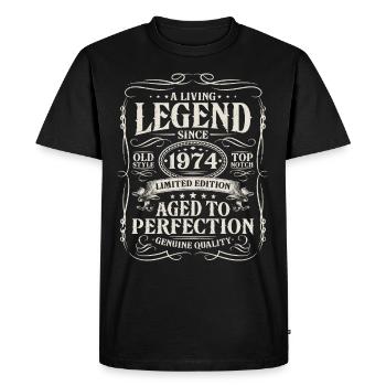 Né en 1974 Légende vivante depuis 1974 - T-shirt Premium bio Homme - noir - Devant - Nico (187cm)