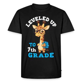 Leveled up to 7th grade - Funny Giraffe - Men's Premium Organic T-Shirt - black - Front - Nico (187cm)