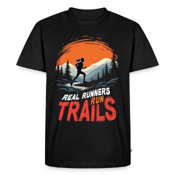 Real Runners Run Trails - Trail Running - T-shirt Premium bio Homme - noir - Devant - Nico (187cm)