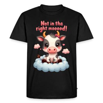 Vache douce et triste pas de bonne humeur - T-shirt Premium bio Homme - noir - Devant - Nico (187cm)