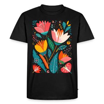 Motif floral Otomi Art culturel - T-shirt Premium bio Homme - noir - Devant - Nico (187cm)