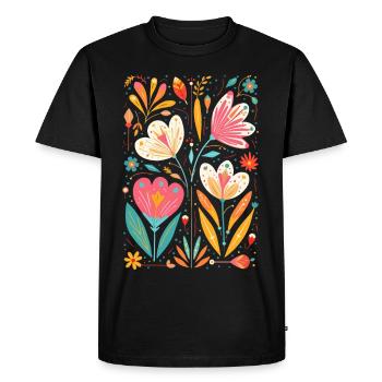 Motif floral Otomi Art culturel - T-shirt Premium bio Homme - noir - Devant - Nico (187cm)