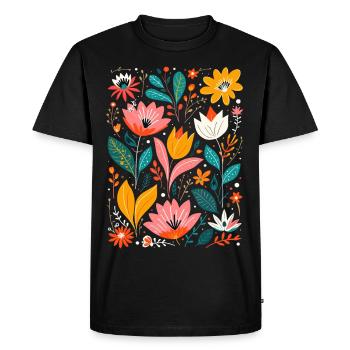 Motif floral Otomi Art culturel - T-shirt Premium bio Homme - noir - Devant - Nico (187cm)