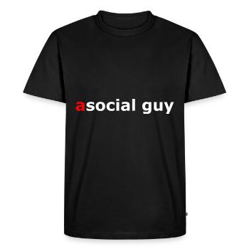 asocial guy, un type social, asocial - T-shirt Premium bio Homme - noir - Devant - Nico (187cm)