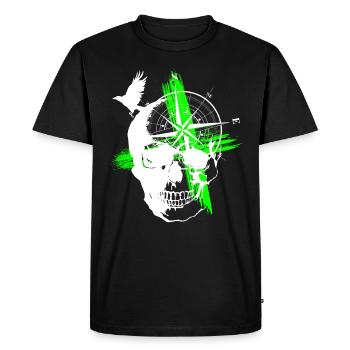 Tête de mort Trash Polka vert - T-shirt Premium bio Homme - noir - Devant - Nico (187cm)