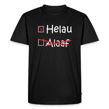 Helau, Alaaf, Düsseldorf, Köln, Karneval (weiß) - Männer Premium Bio T-Shirt - Schwarz - Vorne - Nico (187cm)