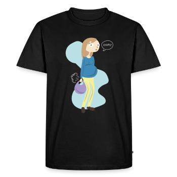 Oops grossesse cadeau de grossesse bébé ventre - T-shirt Premium bio Homme - noir - Devant - Nico (187cm)