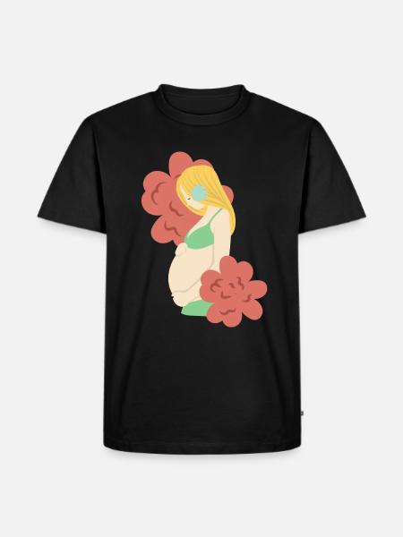 Flowers Pregnancy Pregnant Birth Gift - Men's Premium Organic T-Shirt - black