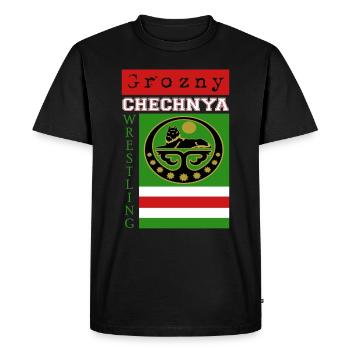 Drapeau de lutte de Tchétchénie de Grozny - T-shirt Premium bio Homme - noir - Devant - Nico (187cm)