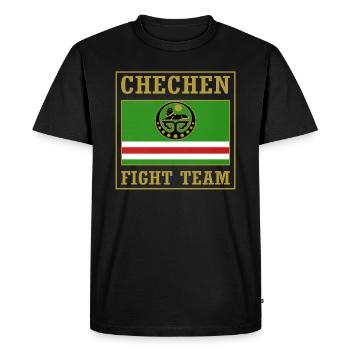 Équipe de lutte de Tchétchénie. Drapeau tchétchène - T-shirt Premium bio Homme - noir - Devant - Nico (187cm)