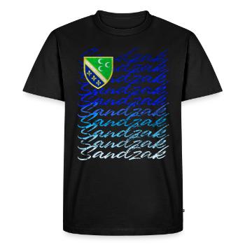 Sandzak DNA Proud Sandzak Roots colorfull sandzak - Men's Premium Organic T-Shirt - black - Front - Nico (187cm)