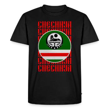Drapeau tchétchène, équipement tchétchène borz, loup tchétchène - T-shirt Premium bio Homme - noir - Devant - Nico (187cm)