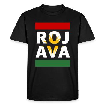 Rojava Kurdistan. rojava gratuit. Défendre le Kurdistan - T-shirt Premium bio Homme - noir - Devant - Nico (187cm)