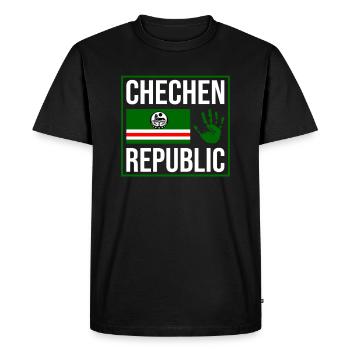 Chechen Republic, Strong Chechnya Flag, Chechnyan - T-shirt Premium bio Homme - noir - Devant - Nico (187cm)