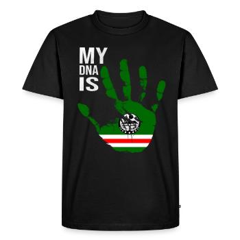 Drapeau tchétchène, Mon ADN est la Tchétchénie, Drapeau tchétchène - T-shirt Premium bio Homme - noir - Devant - Nico (187cm)