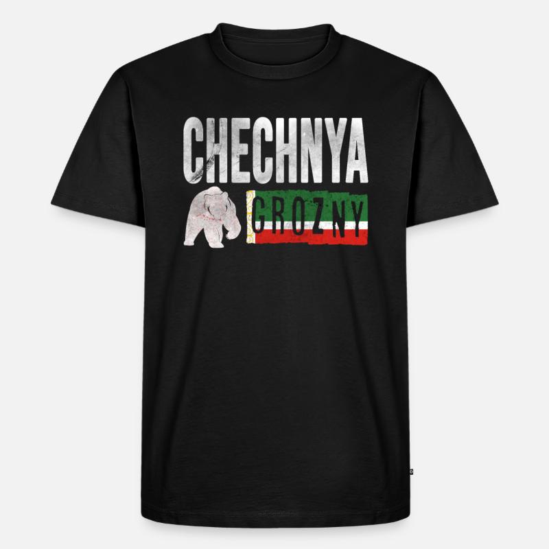 Chechnya Flag, Grozny Chechnya, Chechen - Männer Premium Bio T-Shirt - Schwarz