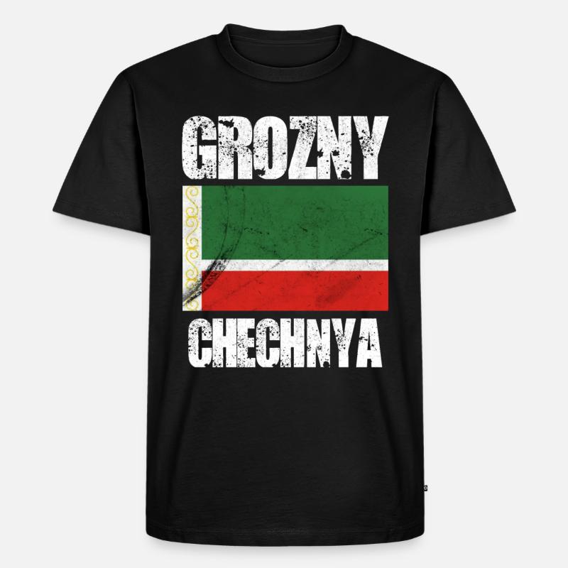 Grozny Chechnya, Chechen Flag - Männer Premium Bio T-Shirt - Schwarz