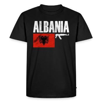 Albanie Fighter, fier drapeau de l'Albanie, Albanie - T-shirt Premium bio Homme - noir - Devant - Nico (187cm)