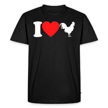 I love chickens chicken rooster heart saying gift - Men's Premium Organic T-Shirt - black - Front - Nico (187cm)