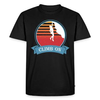 Climb On Climbing Mountaineering Rock Climbing Motif - Men's Premium Organic T-Shirt - black - Front - Nico (187cm)