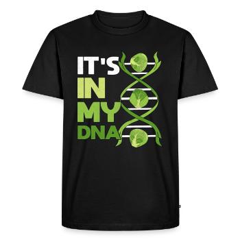 C’EST DANS MON ADN, chou de Bruxelles, choux de Bruxelles - T-shirt Premium bio Homme - noir - Devant - Nico (187cm)