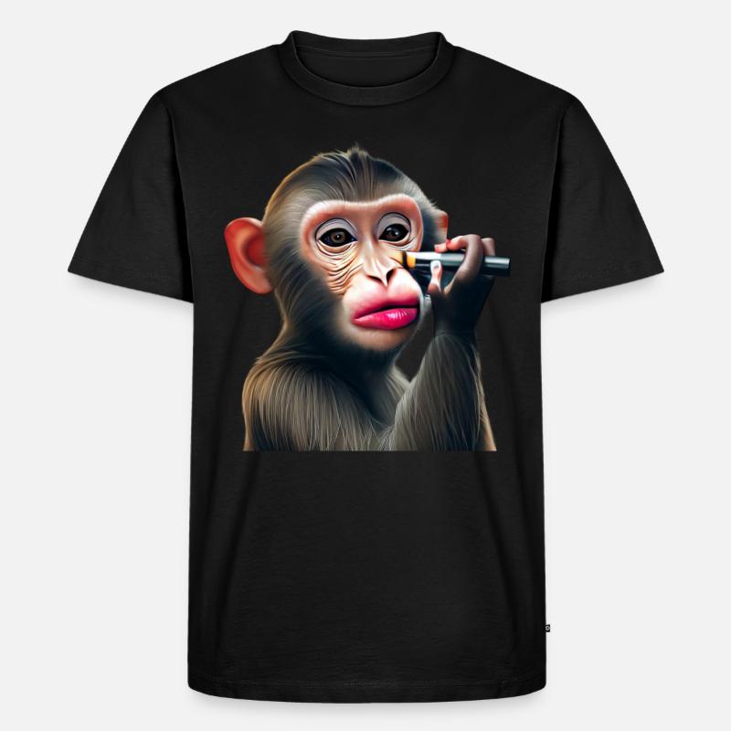 Schminkender Affe - Männer Premium Bio T-Shirt - Schwarz