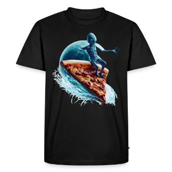 Pizza Surfer Alien - T-shirt Premium bio Homme - noir - Devant - Nico (187cm)