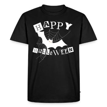 Happy Halloween, Bat, Halloween - Men's Premium Organic T-Shirt - black - Front - Nico (187cm)