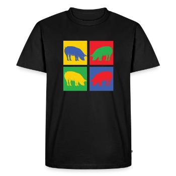pig - Men's Premium Organic T-Shirt - black - Front - Nico (187cm)