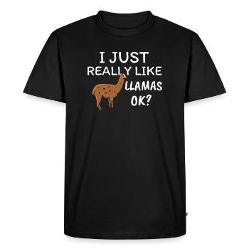 lama - Men's Premium Organic T-Shirt - black - Front - Nico (187cm)
