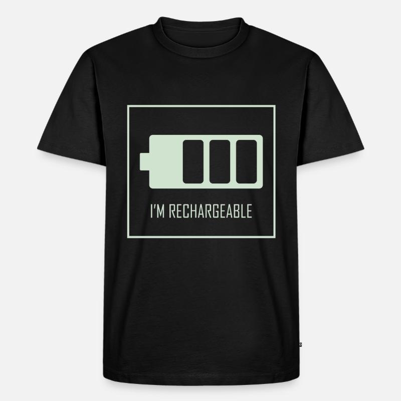 Ich bin aufladbar - Männer Premium Bio T-Shirt - Schwarz