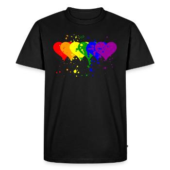LGBT coloré coeur symbole lesbienne gai bi cadeau - T-shirt Premium bio Homme - noir - Devant - Nico (187cm)