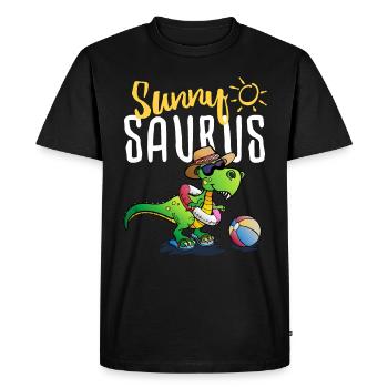 Tyrannosaurus Rex sur la plage - sunnysaurus d'été - T-shirt Premium bio Homme - noir - Devant - Nico (187cm)