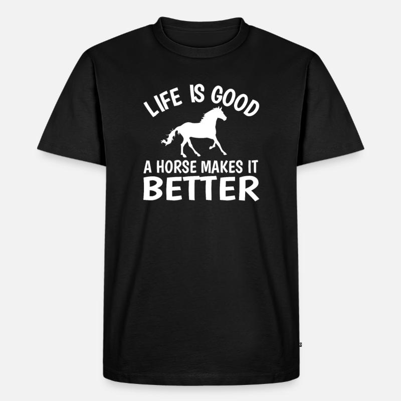 Pferd - Männer Premium Bio T-Shirt - Schwarz