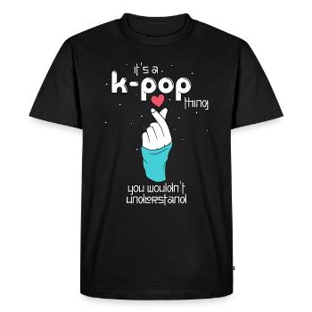 Corée Style Doigt Coeur Main Symbole Pop Musique Lov - T-shirt Premium bio Homme - noir - Devant - Nico (187cm)