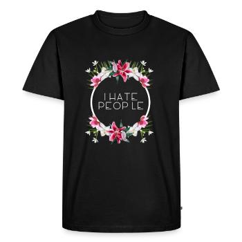 Je déteste les gens - T-shirt Premium bio Homme - noir - Devant - Nico (187cm)