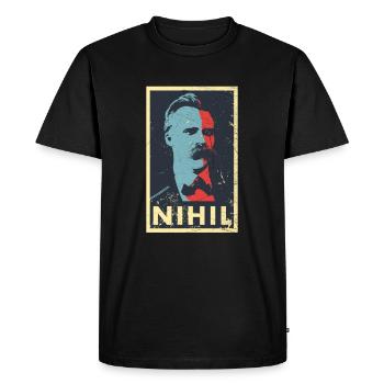 Vintage Philosophy Nihilism Friedrich Nietzsche - Men's Premium Organic T-Shirt - black - Front - Nico (187cm)