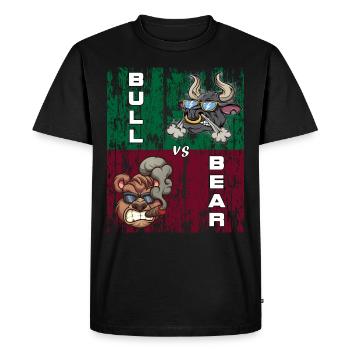 Tshirt Bull vs Bear Stock Exchange - T-shirt Premium bio Homme - noir - Devant - Nico (187cm)