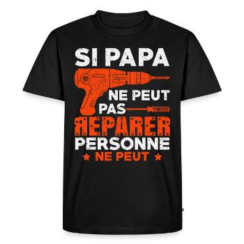 papa bricoleur,cadeau pour papa - T-shirt Premium bio Homme - noir - Devant - Nico (187cm)