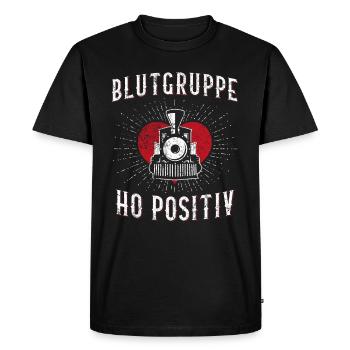 Groupe sanguin H0 bâtiment modèle réduit de chemin de fer positif - T-shirt Premium bio Homme - noir - Devant - Nico (187cm)