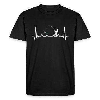 Fishing heartbeat angler gift - Men's Premium Organic T-Shirt - black - Front - Nico (187cm)