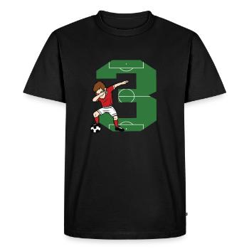 Numéro 3 Football 3e anniversaire garçons Dab Gift - T-shirt Premium bio Homme - noir - Devant - Nico (187cm)