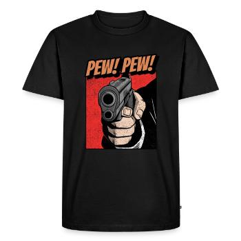 Pew pew gun comic - Men's Premium Organic T-Shirt - black - Front - Nico (187cm)