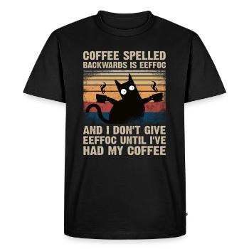Coffee spelled backwards is eeffoc coffee caffeine - Men's Premium Organic T-Shirt - black - Front - Nico (187cm)